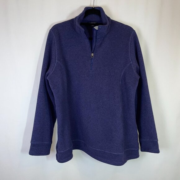 Lands' End Fleece Pullover Size 1X 16W-18W Navy Quarter Zipper Long Sleeves - Picture 1 of 7